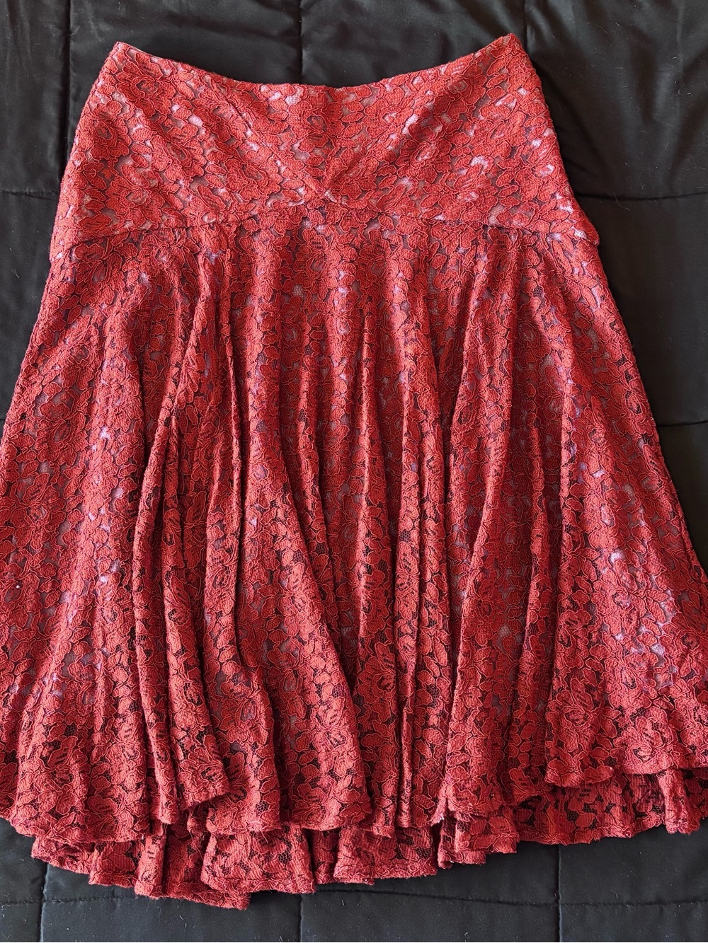 Maeve Rust Colored Lace Skirt